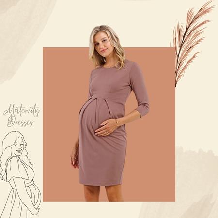 LaClef Midi Maternity Dress with Front Pleat